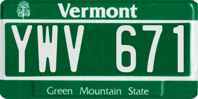 VT license plate YWV671