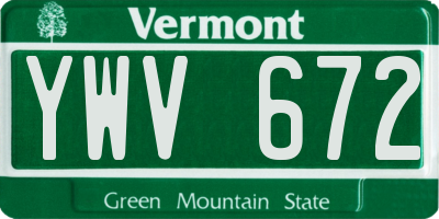 VT license plate YWV672