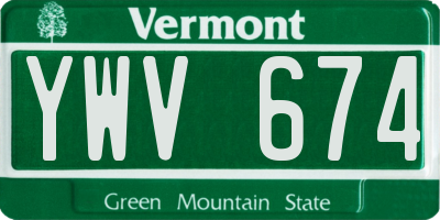 VT license plate YWV674