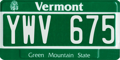 VT license plate YWV675