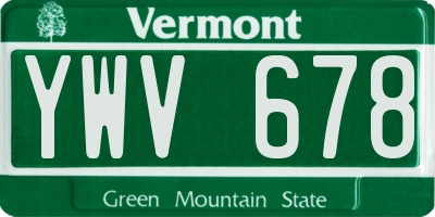 VT license plate YWV678