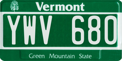 VT license plate YWV680