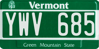 VT license plate YWV685