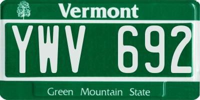 VT license plate YWV692