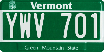VT license plate YWV701