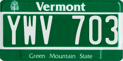 VT license plate YWV703
