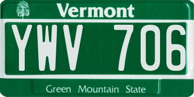 VT license plate YWV706