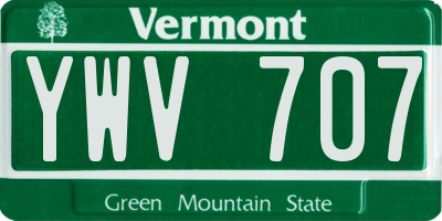 VT license plate YWV707