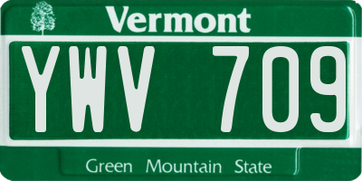 VT license plate YWV709