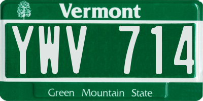 VT license plate YWV714