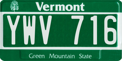 VT license plate YWV716