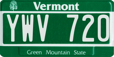 VT license plate YWV720