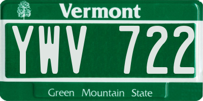 VT license plate YWV722