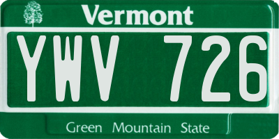 VT license plate YWV726