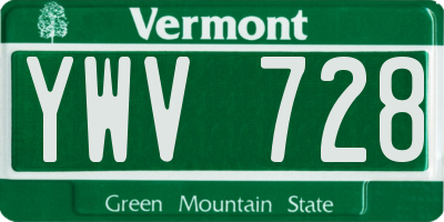 VT license plate YWV728