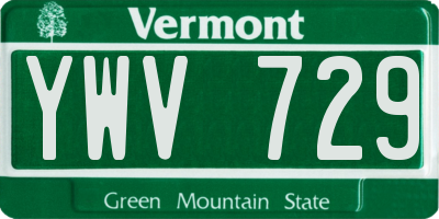 VT license plate YWV729