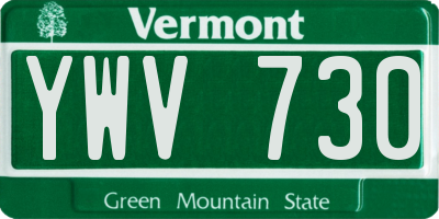 VT license plate YWV730