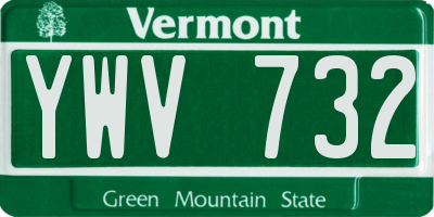 VT license plate YWV732