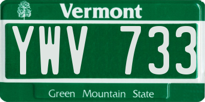 VT license plate YWV733