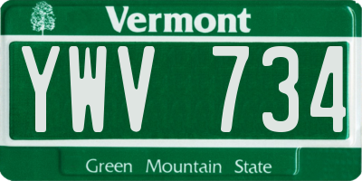 VT license plate YWV734