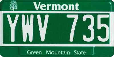 VT license plate YWV735