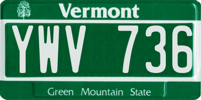 VT license plate YWV736