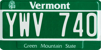 VT license plate YWV740