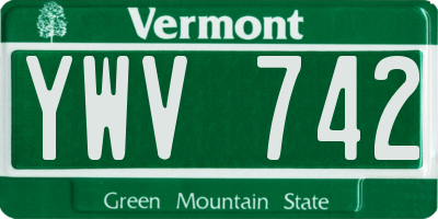 VT license plate YWV742