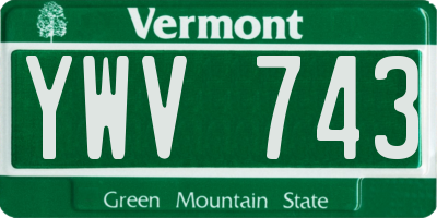 VT license plate YWV743