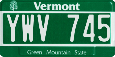 VT license plate YWV745