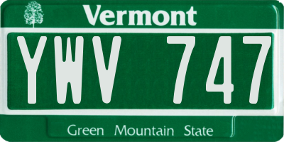 VT license plate YWV747