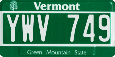 VT license plate YWV749