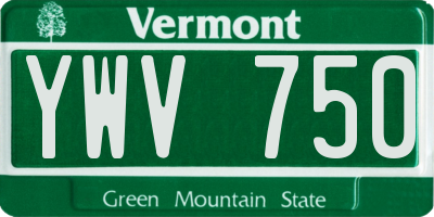 VT license plate YWV750
