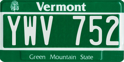 VT license plate YWV752