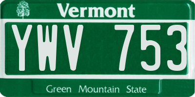 VT license plate YWV753