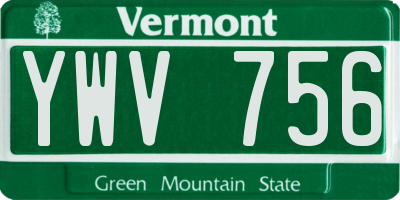 VT license plate YWV756