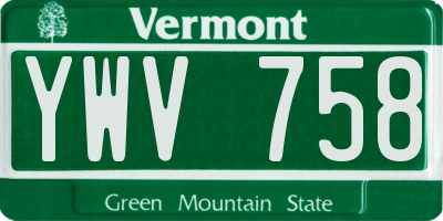 VT license plate YWV758