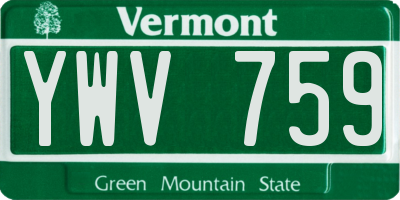 VT license plate YWV759