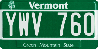 VT license plate YWV760
