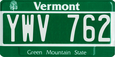 VT license plate YWV762