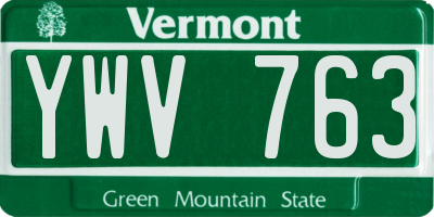 VT license plate YWV763