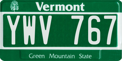 VT license plate YWV767
