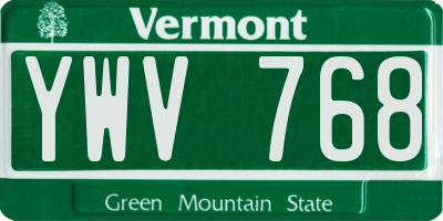 VT license plate YWV768