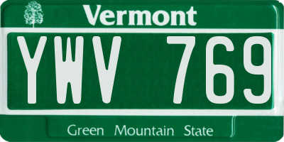 VT license plate YWV769
