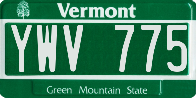 VT license plate YWV775