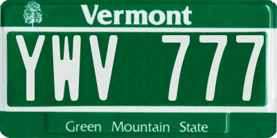 VT license plate YWV777