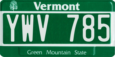 VT license plate YWV785