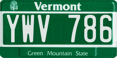 VT license plate YWV786