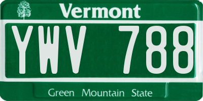 VT license plate YWV788
