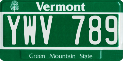 VT license plate YWV789